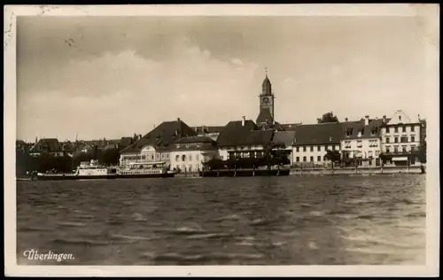 Ansichtskarte Überlingen Hafen - Dampfer und Stadt 1926