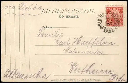 Postcard Botafogo-Rio de Janeiro Stadtblick 1916