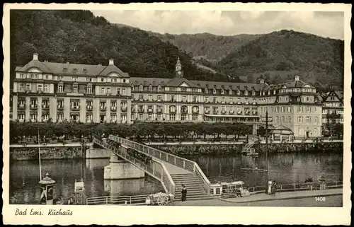 Ansichtskarte Bad Ems Partie am Kurhaus 1955