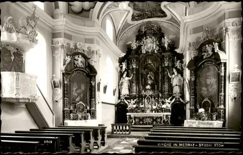 Ansichtskarte Fulpmes Umland-Kirche in Medraz Stubai, Innenansicht 1960