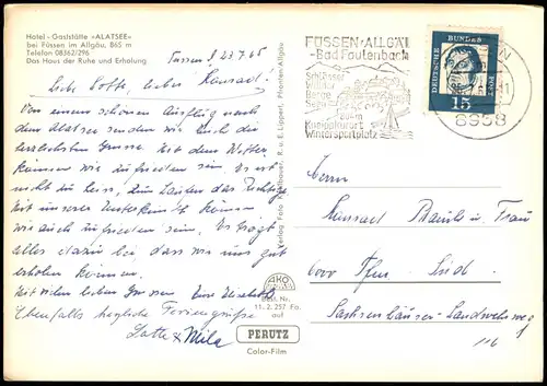 Ansichtskarte Füssen Umland-Ansicht 1964