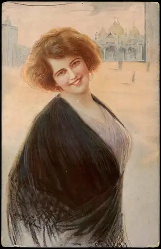 Künstlerkarten Mode Kleidung  Leben - Frauen Künstlerkarte 1913