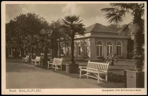 Ansichtskarte Bad Salzuflen Kurpark mit Brunnenhalle, Plamen 1926