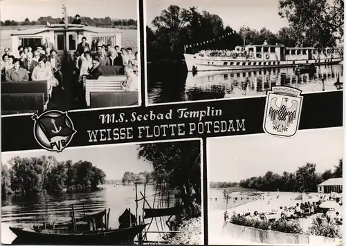 Ansichtskarte  WEISSE FLOTTE POTSDAM M.S. Seebad Templin DDR Mehrbild-AK 1963