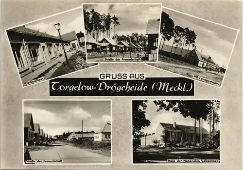 Torgelow DDR Mehrbild-AK Drögeheide, HO-Kaufhaus, Landgaststätte uvm. 1961/1960