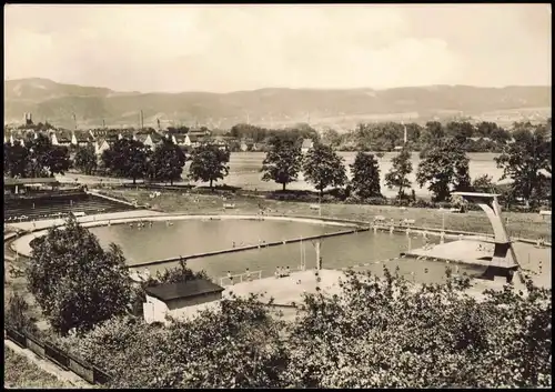 Ansichtskarte Saalfeld (Saale) Dimitroff Schwimmbad Freibad zur DDR-Zeit 1965