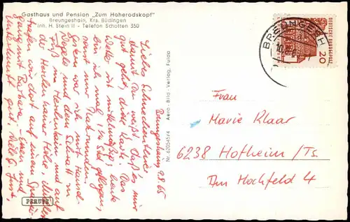 Breungeshain-Schotten (Vogelsberg) Mehrbildkarte mit Pension Stein, Hoherodskopf uvm. 1965