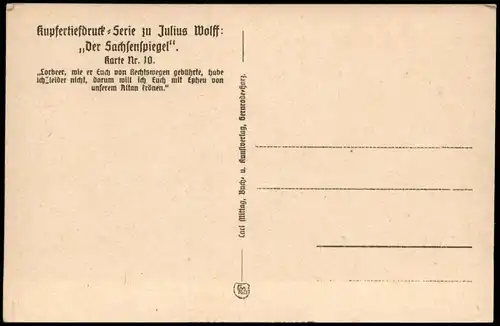 Künstlerkarte: Gemälde / Kunstwerke Julius Wolff Der Sachsenspiegel Lobeer 1928