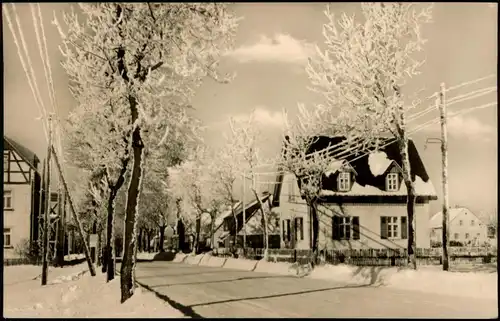 Reitzenhain-Marienberg im Erzgebirge Straßen Ansicht verschneit  1964