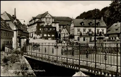 Ansichtskarte Schirgiswalde Teilansicht am Hotel Erbgericht 1956