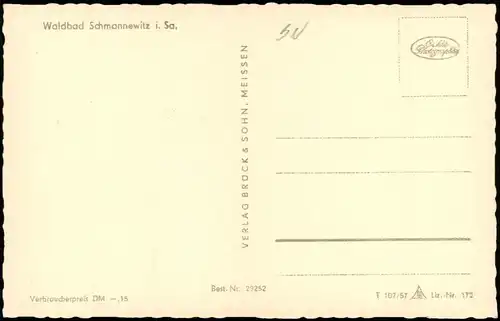 Ansichtskarte Schmannewitz-Dahlen Waldbad Schmannewitz zur DDR-Zeit 1957