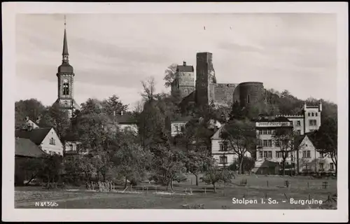 Ansichtskarte Stolpen Burg Ruine Stolpen Panorama Ansicht DDR AK 1955