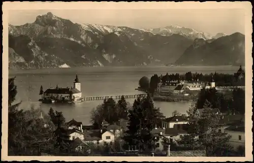 Ansichtskarte Gmunden Seeschloss Schloß Orth aus der Vogelschau 1939