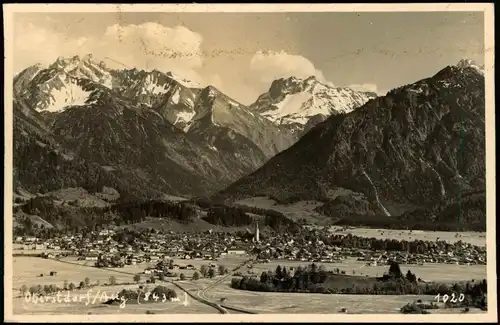 Ansichtskarte Oberstdorf (Allgäu) Panorama-Ansicht Blick zu den Alpen 1954