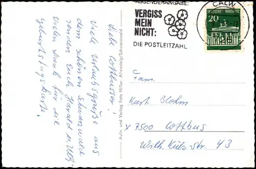 Ansichtskarte .Baden-Württemberg Schwarzwaldhaus 1969  gel. Stempel Calw