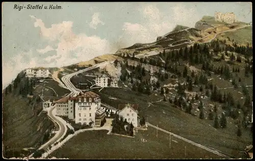 Ansichtskarte Arth SZ Rigi-Staffel u. Kulm. Hotel 1912