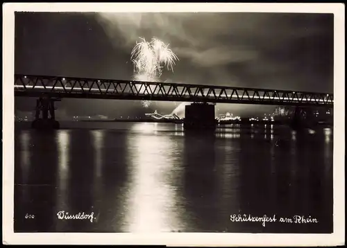 Ansichtskarte Düsseldorf Schützenfest - Feuerwerk, Rhein 1959