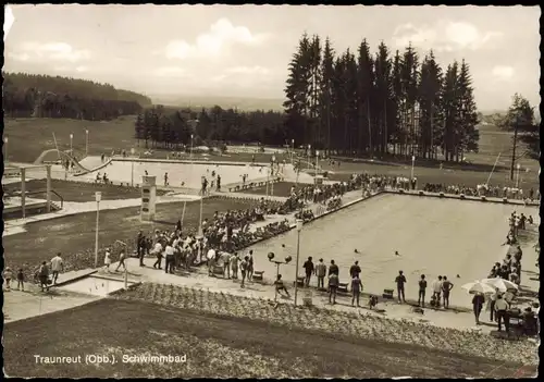 Ansichtskarte Traunreut Schwimmbad 1969