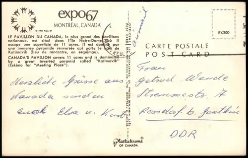 Postcard Montreal EXPO Ausstellung 1967