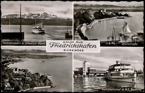 Ansichtskarte Friedrichshafen Hafen, Dampfer, Uferstraße 1961