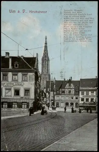 Ansichtskarte Ulm a. d. Donau Hirschstraße, zum Löwen 1911