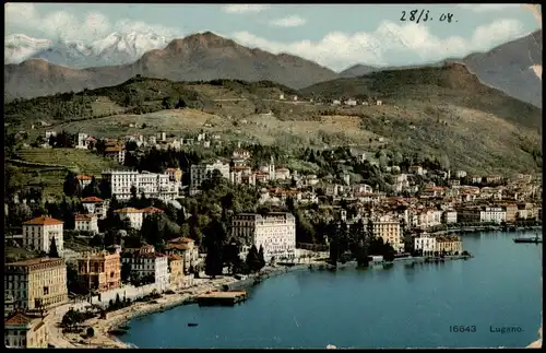 Ansichtskarte Lugano Panorama-Ansicht 1908