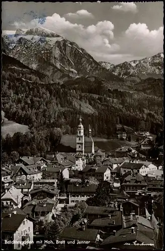 Ansichtskarte Berchtesgaden Panorama Blick mit Hoh. Brett und Jenner 1955