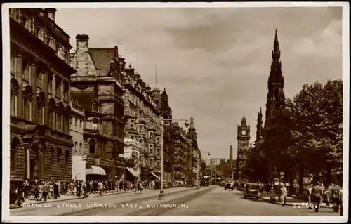 Edinburg Dùn Èideann PRINCES STREET LOOKING EAST Strassen Ansicht 1957