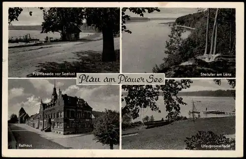 Ansichtskarte Plau (am See) DDR Mehrbild-AK mit 4 Foto-Ortsansichten 1958