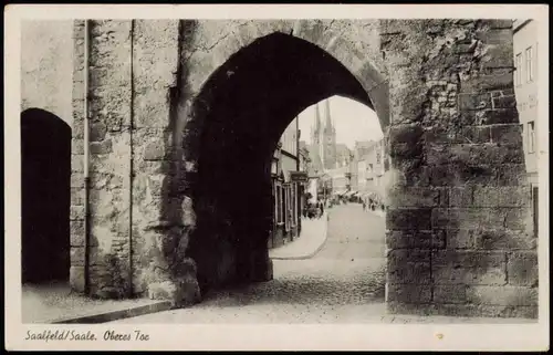 Ansichtskarte Saalfeld (Saale) Straßen Partie Oberes Tor DDR AK 1953