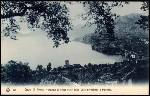 Como Bacino di Lecco visto dalla Villa Serbelloni a Bellagio 1910