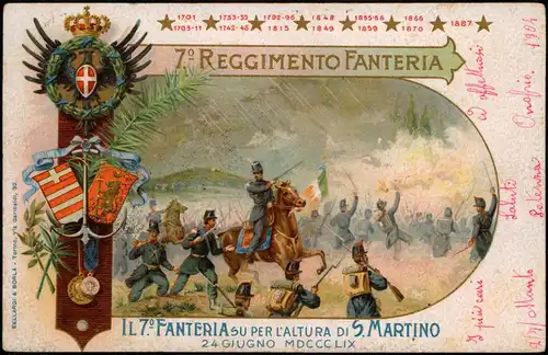 Ansichtskarte  7 REGGIMENTO FANTERIA Künstlerlitho Italia Italien 1904