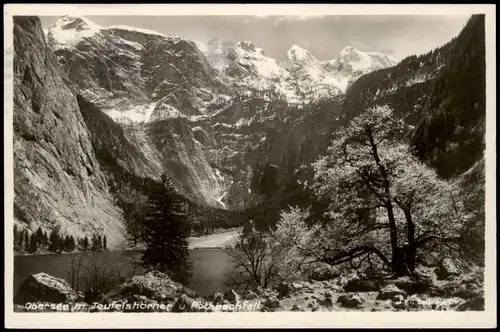 Ansichtskarte Berchtesgaden Obersee mit Blick zu den Teufelshörner 1929