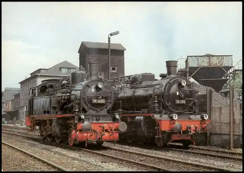 Ansichtskarte  Alte Dampflokomotiven im Bw Zittau DDR Eisenbahn Motiv-AK 1988