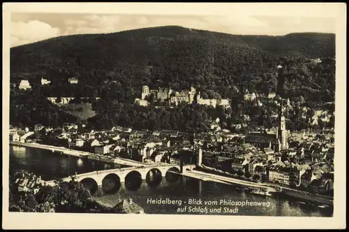 Ansichtskarte Heidelberg Blick auf die Stadt 1950