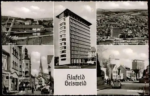 Geisweid-Siegen Mehrbild-AK mit Freibad, Hochhaus, Lindenstraße uvm. 1960