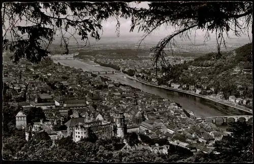 Ansichtskarte Heidelberg Blick vom Rindenhäuschen 1954