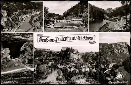 Ansichtskarte Pottenstein MB: Umland, Schwimmbad 1954