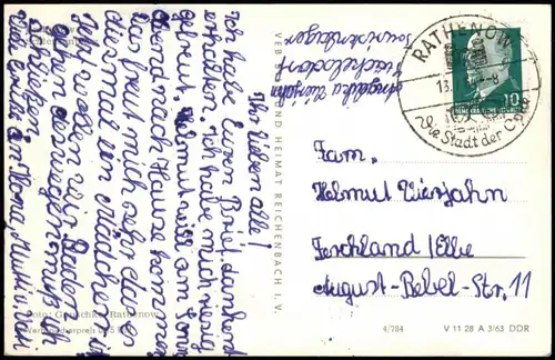 Ansichtskarte Rathenow Stadtpartie - Denkmal 1963