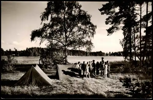 Ansichtskarte Plothen Lagerfreuden am Großen Hausteich, Zeltplatz Kinder 1961