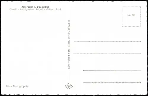 Ansichtskarte Amorbach Fürstlich Leinigisches Schloß - Grüner Saal 1965