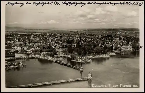 Ansichtskarte Konstanz Luftbild Totale vom Flugzeug aus 1940