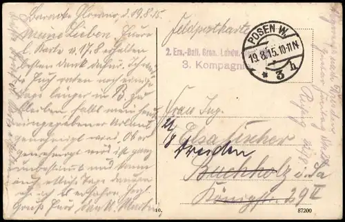 Postcard Posen Poznań Alter Markt 1915  gel. Feldpost Stempel, div. Stempel