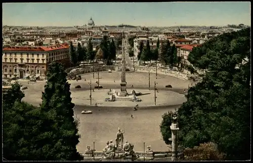 Sammelkarte Rom Roma PIAZZA DEL POPOLO Künstlerkarte 1964