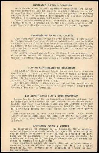 Sammelkarte Rom Roma ANFITEATRO FLAVIO O COLOSSEO Künstlerkarte 1964