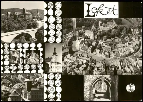Postcard Elbogen (Eger) Loket Stadtteilansichten u.a. Luftbild 1962