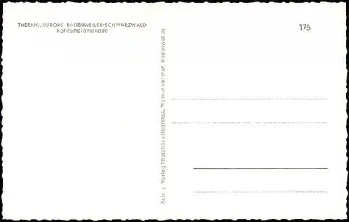 Ansichtskarte Badenweiler Konzertpromenade 1960