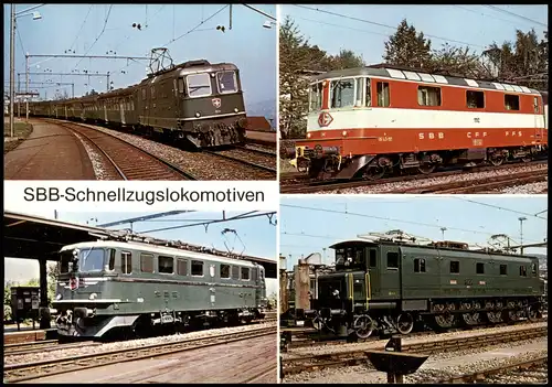 SBB-Schnellzugslokomotiven Mehrbildkarte Eisenbahn Schweiz 1980