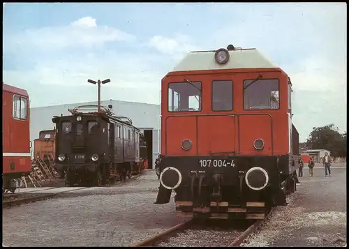 Ansichtskarte  Fahrzeugausstellung Bw Engelsdorf DDR Motiv-AK Eisenbahn 1988