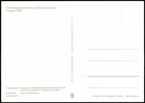 Fahrzeugausstellung im Bw Engelsdorf alte Dampflokomotiven DDR AK 1986